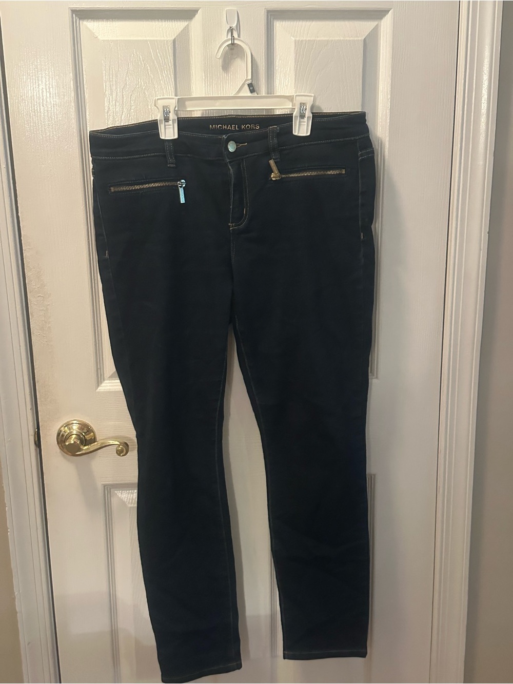 Michael Kors Dark Blue Denim Jeans with Gold Stitching